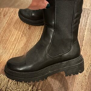 Combat Black Mid Ankle Lug Sole Boots